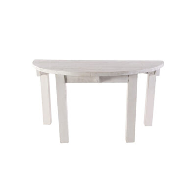 60" Whitewashed Half Moon Table