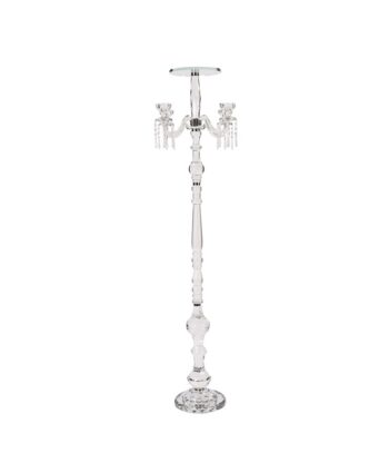 65" Lead Crystal Candelabra with 10" Floral Plate
