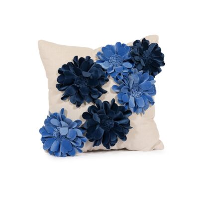 Blue 3-D Flower Pillow