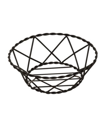 9" Black Metal Round Bread Basket