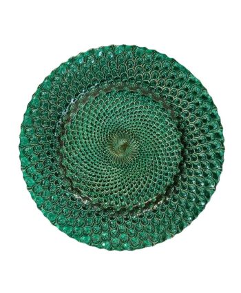Emerald Peacock Glass Charger