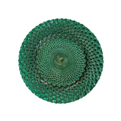 Emerald Peacock Glass Charger