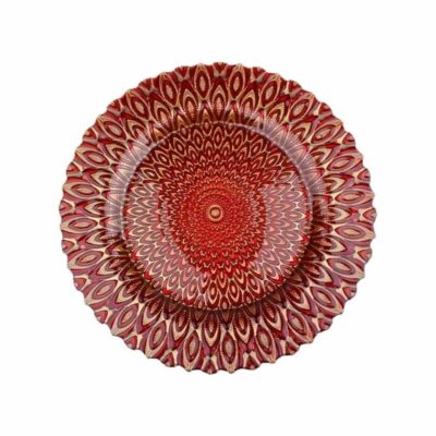 Red & Gold Petal Glass Charger