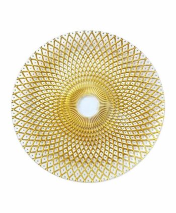 Gold & White Weave Glass Charger
