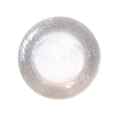 Silver Glitter Rim Spiral Glass Charger