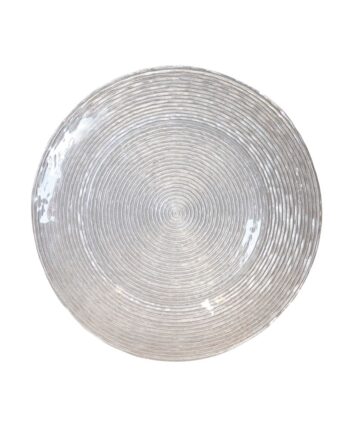 Silver Glitter Spiral Glass Charger