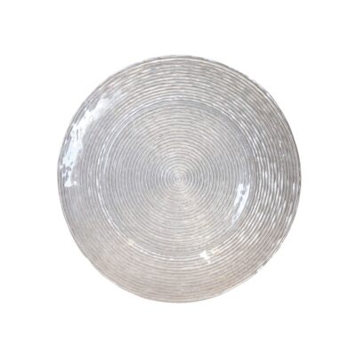 Silver Glitter Spiral Glass Charger