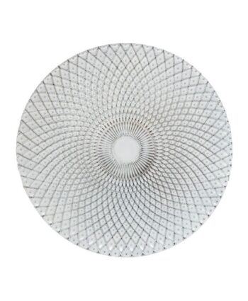 Silver & White Weave Glass Charger