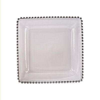 Square Silver Belmont Glass Charger