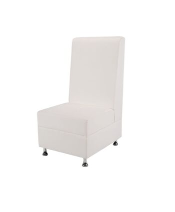 White Mod High Back Armless Chair