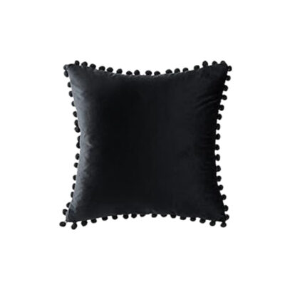 Black Pom Pom Pillow