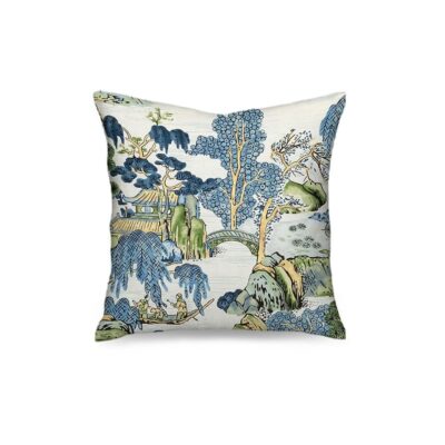 Chinoiserie Blue and Green Pillow