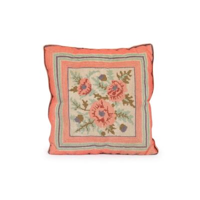 Pink Rose Needlepoint Pillow