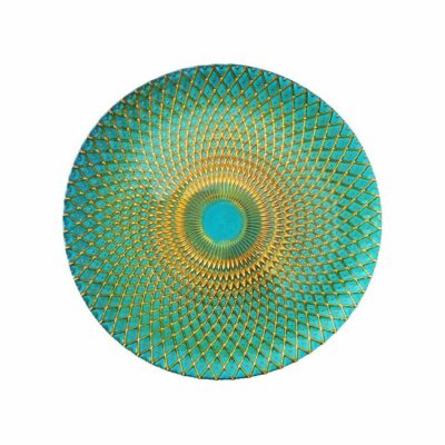 Turquoise & Gold Weave Glass Charger