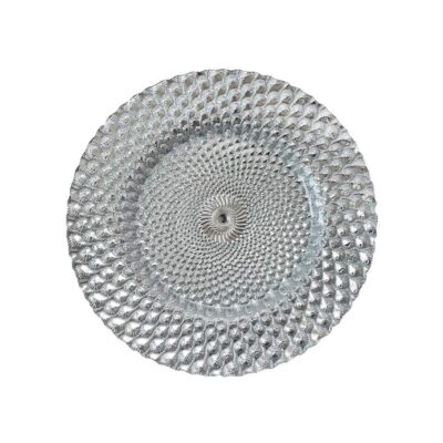 Silver Peacock Glass Charger