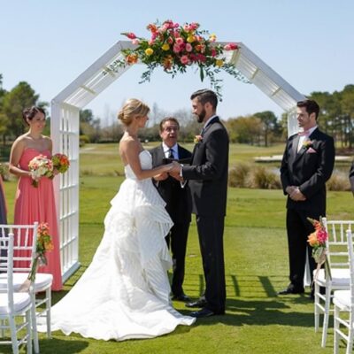 White Wood Wedding Arch